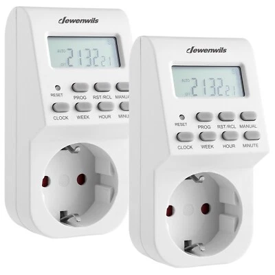 DEWENWILS Zeitschaltuhr Steckdose Digitale Wochenzeitschaltuhr 2Packs 3680W