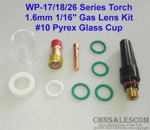 10 pcs TIG Welding Stubby Gas Lens #10 Pyrex Cup Kit for Tig WP-17/18/26 1/16" - Picture 1 of 8