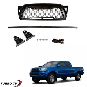 Rejilla de parachoques delantero de malla negra con 3 luces LED para Toyota Tacoma 2005-10 2011 - Imagen 1 de 15