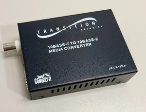 TRANSITION NETWORKS J/E-CX-TBT-01 10Base-T to 10Base-2 Media Converter NO CORDS - Picture 1 of 6