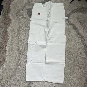 Pantalones Dickies Utility Painters Calce Relajado Blanco Algodón Sarga Para Hombre 36 x 34 Nuevos con Etiquetas - Imagen 1 de 6