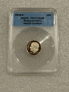 2012 S Proof Roosevelt Dime ANACS PR70 DCAM - Foto 1 di 2