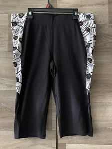 Pantalones capri recortados Livi Active para mujer 14 16 negros estampados paneles laterales entrenamiento - Imagen 1 de 6