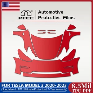 For Tesla Model 3 2020-2023 Full Front Precut Paint Protection Film Clear PPF - Picture 1 of 18