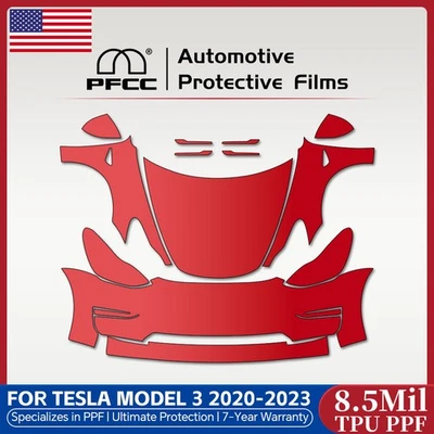 For Tesla Model 3 2020-2023 Full Front Precut Paint Protection Film Clear PPF - Image 1 of 4