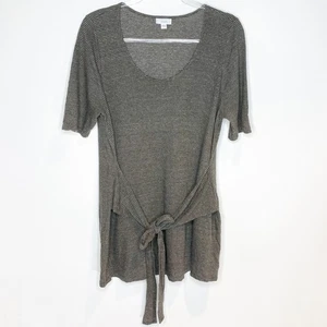 Camisa Top Jill Pure Jill Para Mujer Talla Grande Corbata Frontal Mezcla de Lino Manga Corta - Imagen 1 de 8