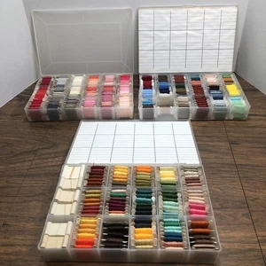 Smoke* DMC Embroidery Floss Cross Stitch Thread 330+ Cards Lot + 3 Storage Boxes - Picture 1 of 8