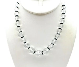Vintage facettierte Kristall abgestufte Halskette, Art Deco High End Klarglasperlen - Bild 1 von 6