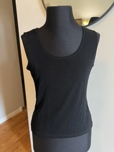 VTG Made In Heaven Sz Small Acetate/Spandex Slinky Silky Travel Tank Top Black - Picture 1 of 3