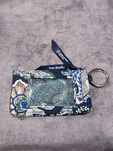 Vera Bradley Retired Kensington ID Case Key Chain Quilted Blue Floral Paisley - Picture 1 of 10
