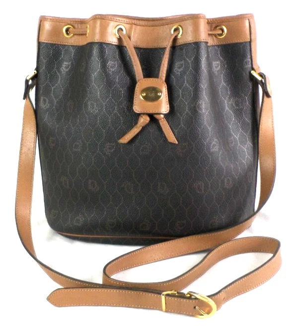 Bolso de hombro vintage Christian Dior negro PVC nido de abeja cuero marrón cubo WOW Foto 1 de 4