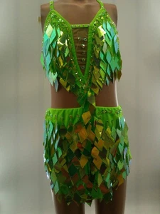 Dance Costume Medium Child Green Glamour Jazz Tap Musical Theater Mockini Sequin - Picture 1 of 7