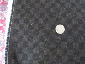 4763.  BLACK/BROWN CHECKERBOARD Wool or Wool Blend FABRIC - 61`" x 3-3/8 yds. - Picture 1 of 3