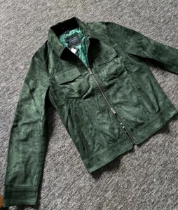 Grand Frank Lazio Suede Jacket Dark Green Medium Slim Fit - Picture 1 of 7