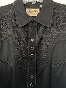 Scully Shirt black Snaps Long Sleeve Pearl Snap Western men’s medium - Picture 1 of 5