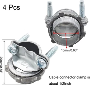 4 piezas conectores de cable tipo abrazadera de 1/2 pulgada, accesorios de conector de cable de abrazadera de zinc - Imagen 1 de 5