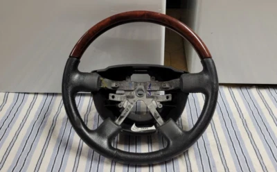 2003-2006 Lincoln Navigator Aviator Black Leather Wood Steering Wheel *Read Ad* - Image 1 of 4