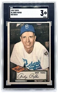 Andy Pafko 1952 Topps #1 espalda roja SGC 3 en muy buena condición - Imagen 1 de 2