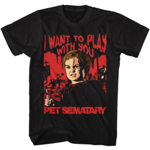 Pet Sematary Want to Play With You Men's T Shirt Horror Movie Kid Animal - Picture 1 of 4
