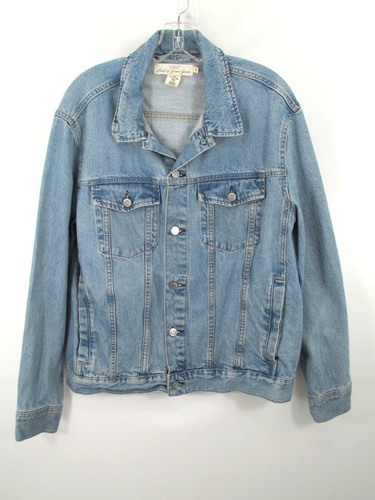 VETEMENTS L.O.G.G. Giacca jeans donna blu medio chiaro denim tasche biker bottoni