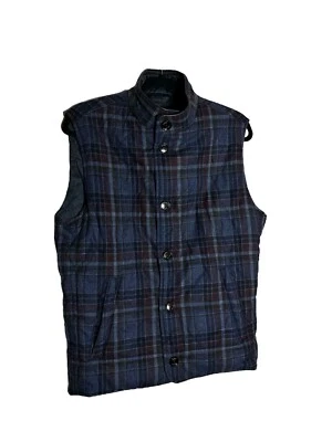 Peter Millar Midnight Blue Plaid Reversible Quilted Vest Men's Medium - Image 1 of 4