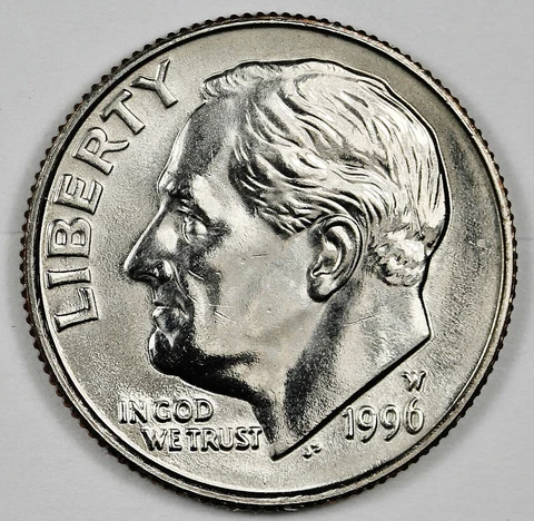 1996-W Roosevelt Dime.  BU.  Inventory H 167937 Cover