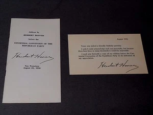 Vintage Herbert Hoover Centennial Convention To Republician Party Address 1956 - Picture 1 of 1