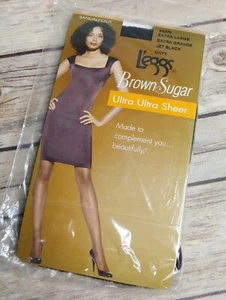 Leggs Brown Sugar XL Ultra Ultra Sheer Regular Panty Jet Black Sandalfoot New! - Picture 1 of 3