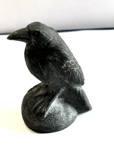 Black Obsidian Carved Perched Raven - Picture 1 of 4