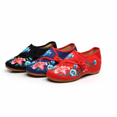 Women's Retro Folk Floral Cloth Shoes Flats Casual Chinese Embroidered Handmade - Image 1 of 4