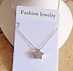STAR PENDANT NECKLACE TWINKLE RHINESTONE 18" Bead Chain CAT RESCUE NONPROFIT - Picture 1 of 4