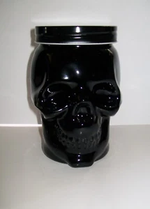 Schwarzes Glas Totenkopf Glas Halloween Totenkopf Kanister - Bild 1 von 3