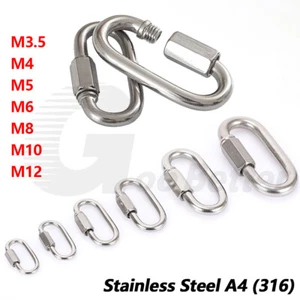 Heavy Duty Carabiner Clip 316 A4 Marine Stainless Steel Carabina Clips Snap Hook - Picture 1 of 12
