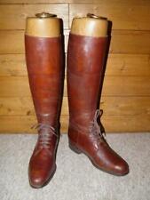 Antique WW1 Flack & Smith Dark Tan Leather Riding Boots & Orignal Wood Trees UK6