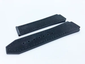 Black 29/24mm Top Suede Leather Strap/Band fit HUBLOT Watch Big Bang - Picture 1 of 2