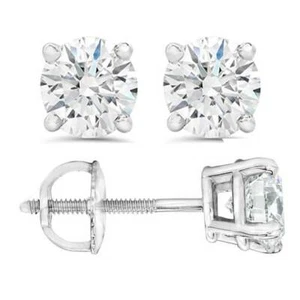 1.80CT Round Lab-Created Diamond 14K White Gold Stud Earrings Everyday Wear - Picture 1 of 5