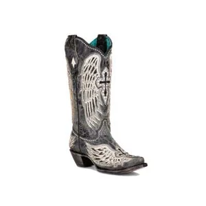 Corral Damen Westernstiefel schwarz Cross & Wings Overlay & Nieten Snip Toe A4232 - Bild 1 von 4