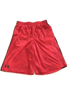 UNDER ARMOUR UA Boys L Large YLG LOOSE Heatgear Red Athletic Basketball Shorts - Picture 1 of 6