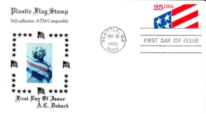 A C Doback Marilyn Monroe Shows Her Colors FDC #2475 Flag ATM Plastic 1990 - Picture 1 of 2