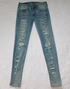 AMERICAN EAGLE ― Size 2 R ― JEGGING Distressed Light Denim Jeans NWOT ― #CH76 - Picture 1 of 7
