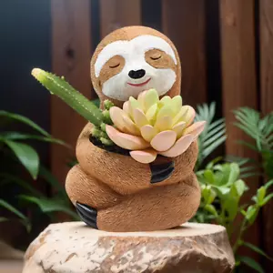 Cute Sloth Succulent Resin Planter Pot – Cartoon Animal Garden Decor Flower Pot - Picture 1 of 11