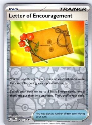 Letter of Encouragement Uncommon SV03: Obsidian Flames Reverse Holo 189/197 LP - Image 1 of 2