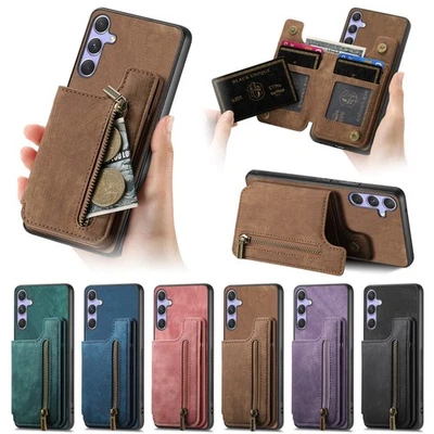 For Samsung Galaxy S25 S24 S23 S22 S20FE Magnetic Leather Flip Card Wallet Case - Image 1 of 4