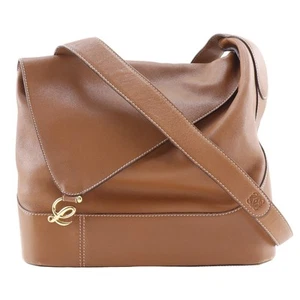 LOEWE L logo Shoulder Bag Brown Calfskin Women - Picture 1 of 12