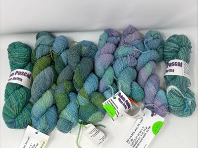 8 Skeins Hand Dyed / Painted Yarn 95% Wool  Destash Blue Green Purple 2,600y - Image 1 of 4
