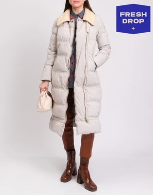 PVP €780 PEUTEREY Yaro Mrc Abrigo Acolchado de Plumón IT42 US6 UK10 M Cuello Sherpa Foto 1 de 4