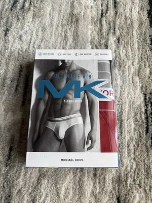 Michael Kors Ultimate Rib Pack of 2 Gray And Red Lo Rise Briefs Size XL - Image 1 of 4