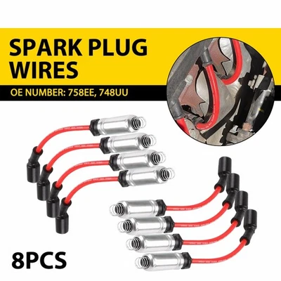 8x Spark Plug Wire Set For 2014-2018 GMC Sierra 1500 Silverado 1500 758EE 748UU - Image 1 of 4