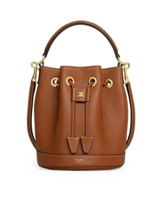 CELINE Teen Clara $2950 Tan Grained Leather Bucket Bag New & Authentic - Picture 1 of 4