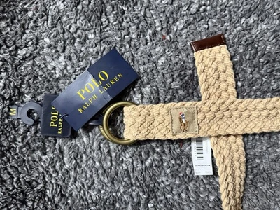 Polo Ralph Lauren Women’s Woven Belt Sz Medium In Beige NWT $60 - Image 1 of 4